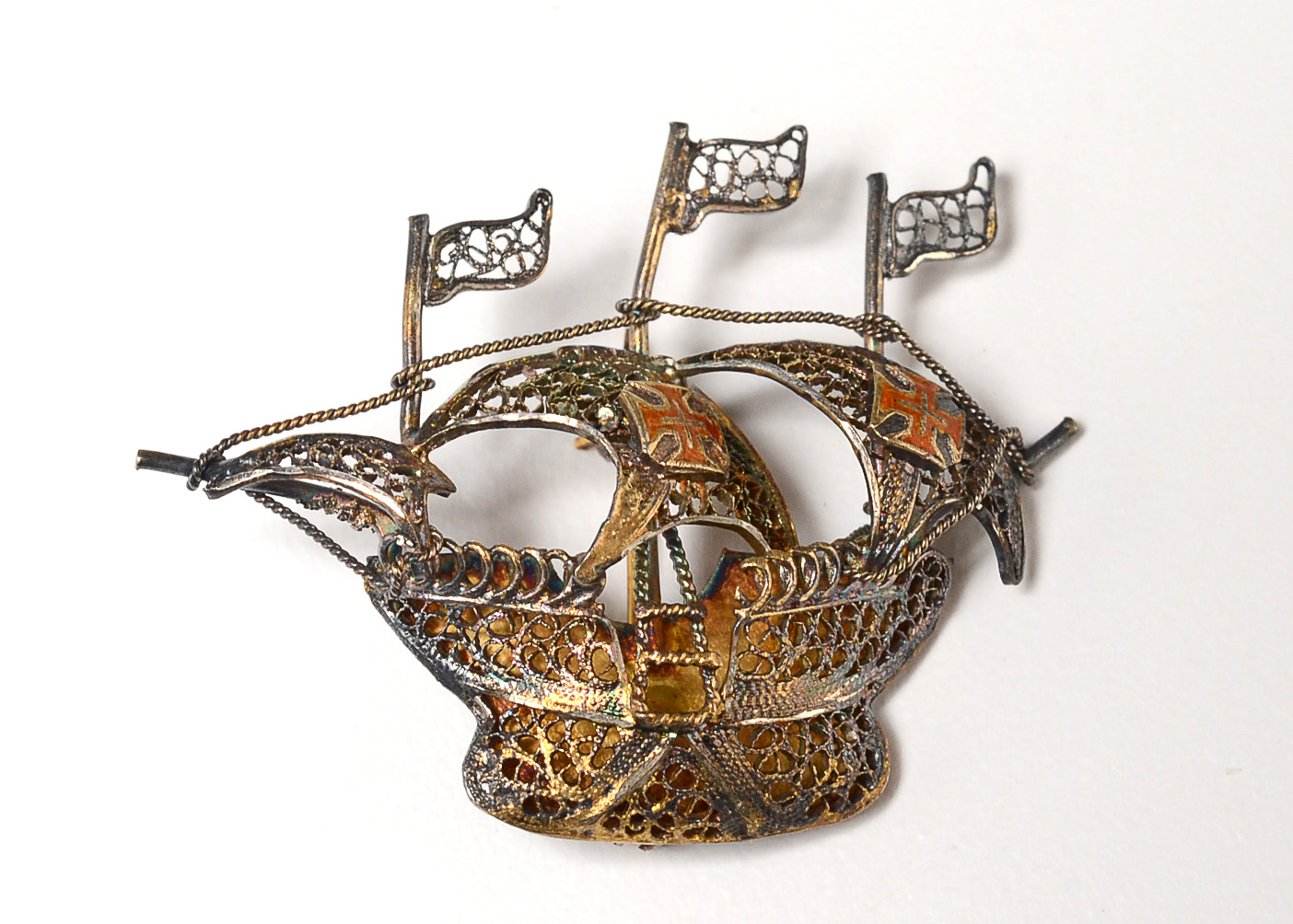 800 Silver Bracelet and Mixed Metal Brooch