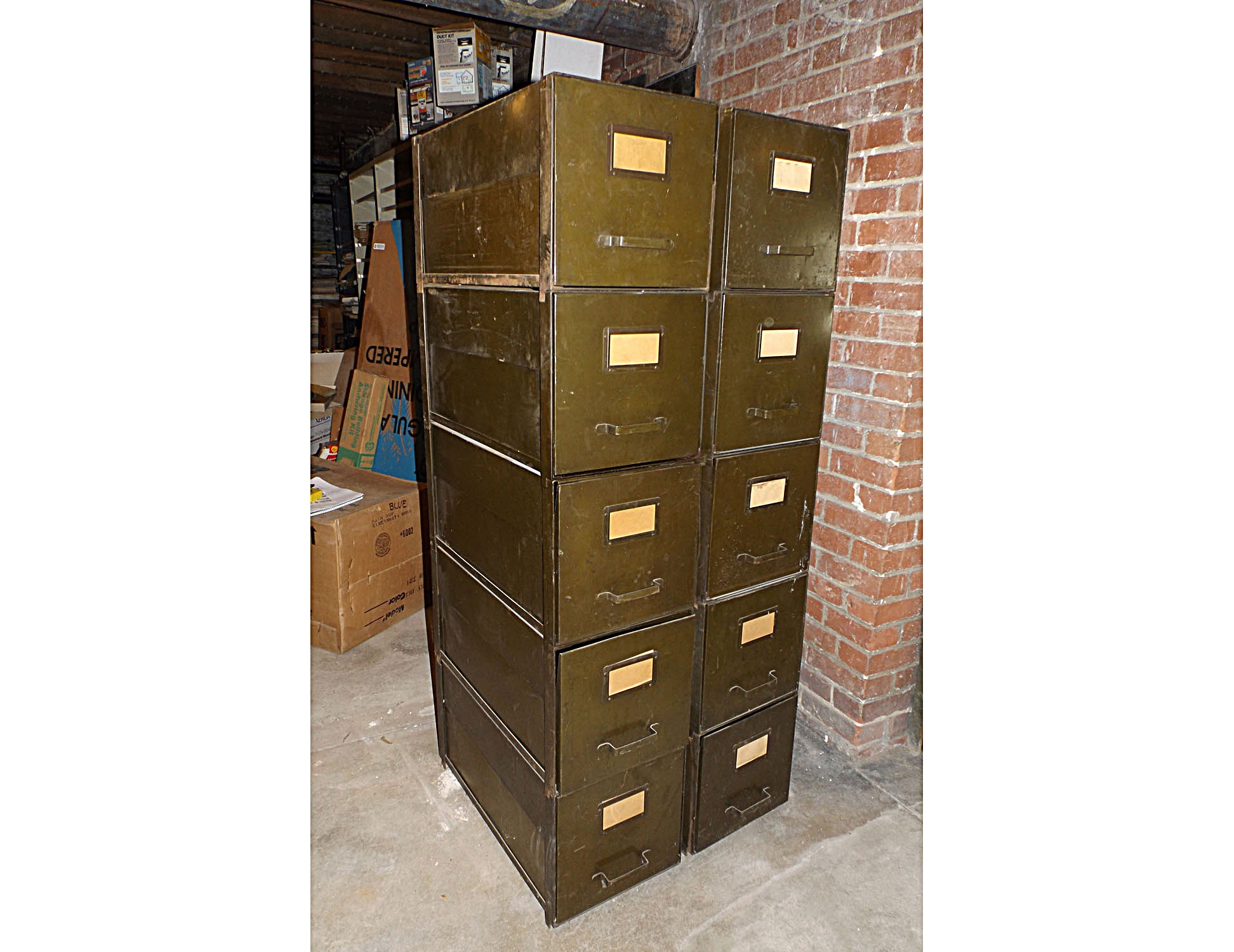 Pair of Vintage Vertical 6-Drawer File Cabinets