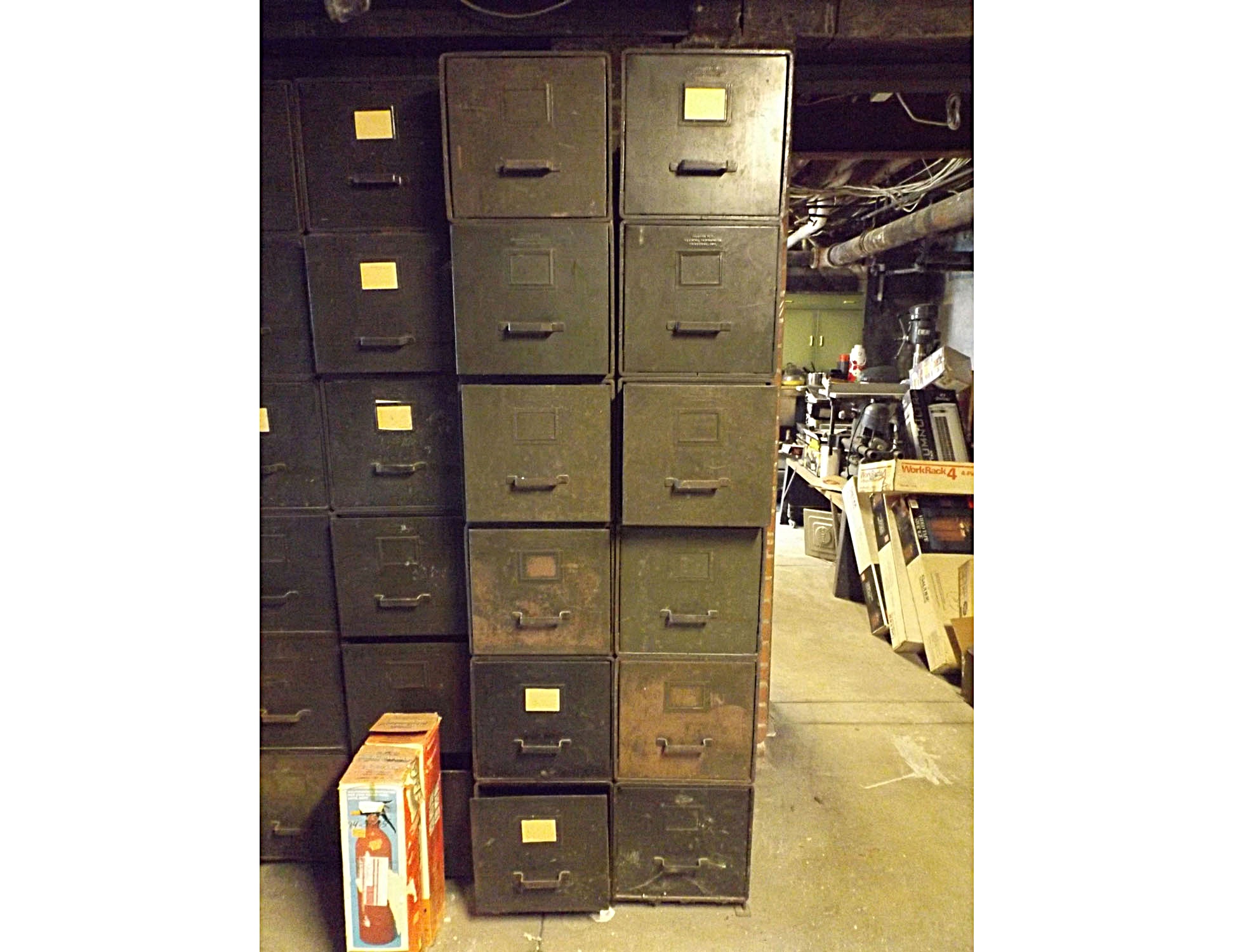 Pair of Vintage Vertical 6-Drawer File Cabinets