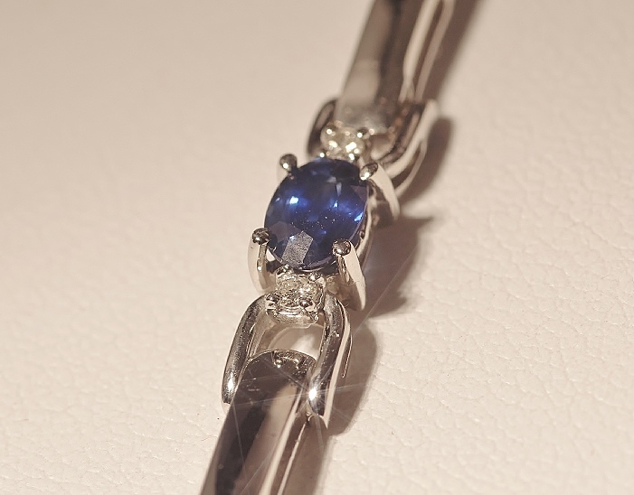 14K White Gold Sapphire and Diamond Bracelet