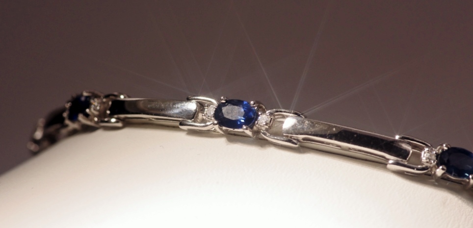 14K White Gold Sapphire and Diamond Bracelet