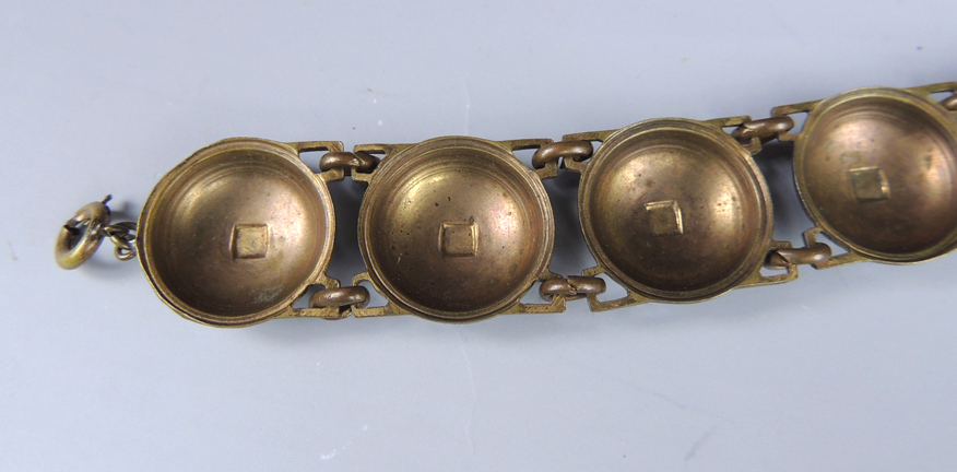 Antique Brass Filigree and Link Bracelet