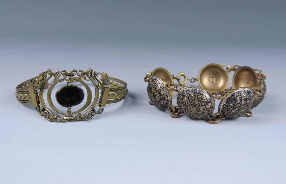 Antique Brass Filigree and Link Bracelet