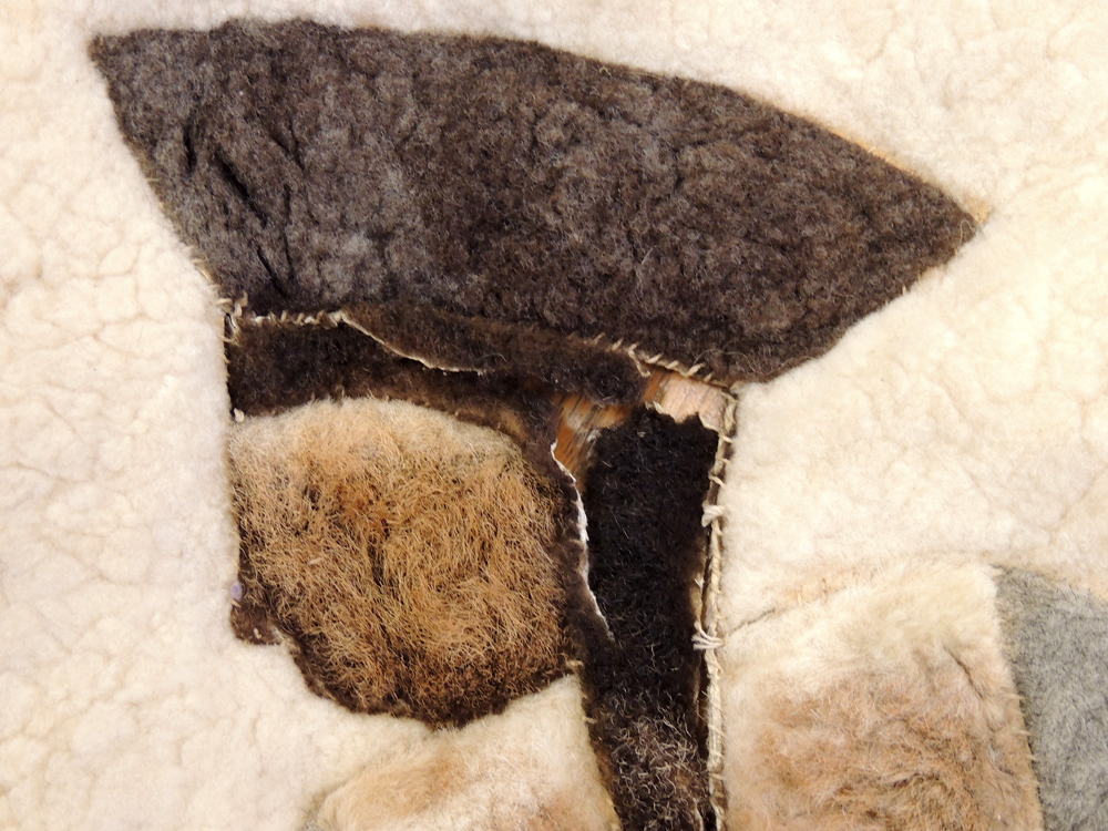 Handcrafted Vintage Alpaca Fur Hide Rug Wall Hanging Art