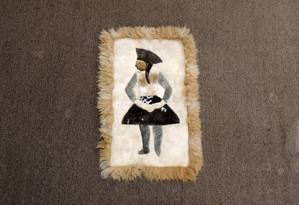 Handcrafted Vintage Alpaca Fur Hide Rug Wall Hanging Art