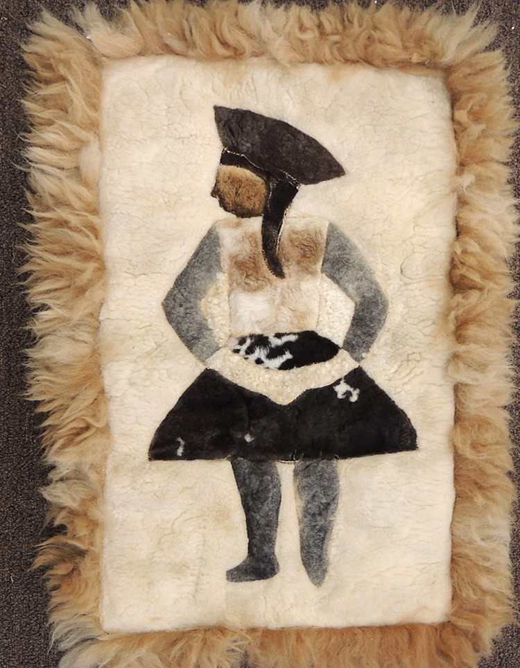 Handcrafted Vintage Alpaca Fur Hide Rug Wall Hanging Art