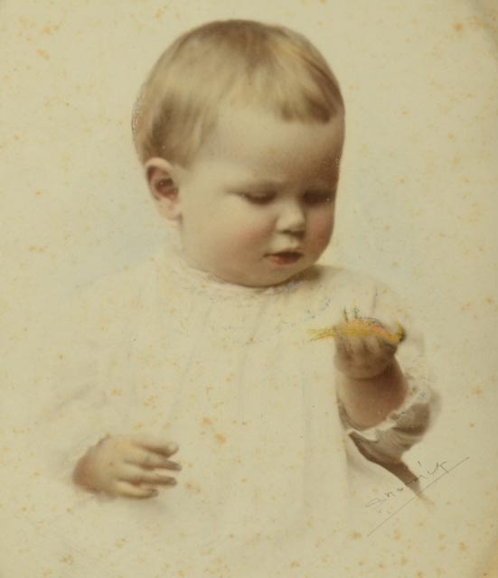 Vintage Hand Tinted Photograph of a Baby