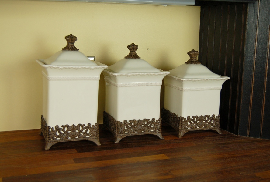 Trio of Ceramic Canisters by Chris Madden Home Collection