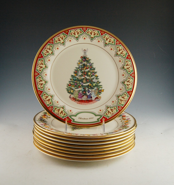Nine Lenox L/E "Christmas Trees Around the World" Plates
