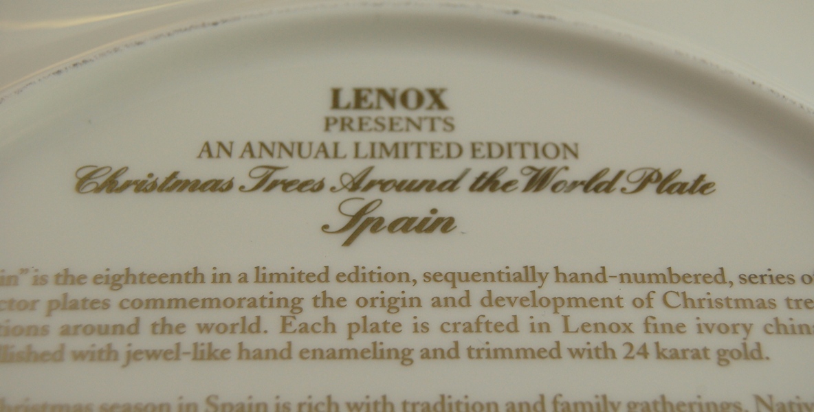 Nine Lenox L/E "Christmas Trees Around the World" Plates