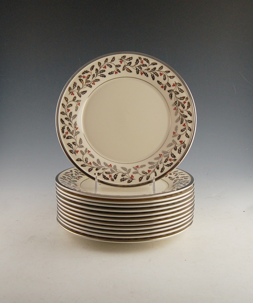 Lenox "Solitaire Christmas" Luncheon Plates Set of Twelve