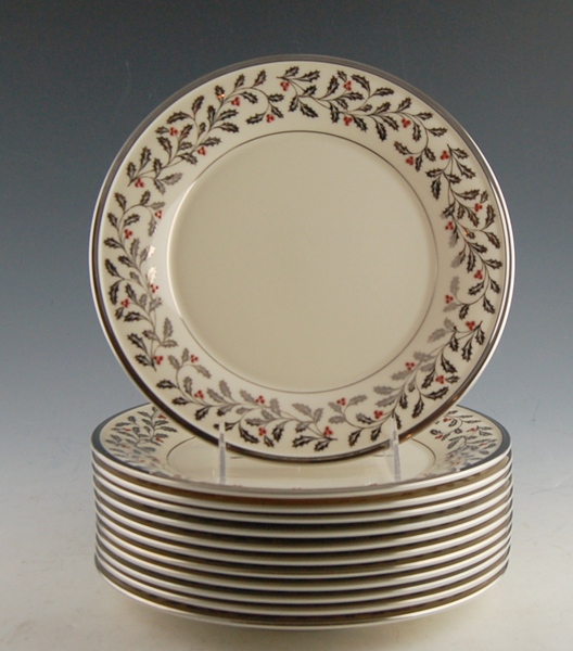 Lenox "Solitaire Christmas" Luncheon Plates Set of Twelve