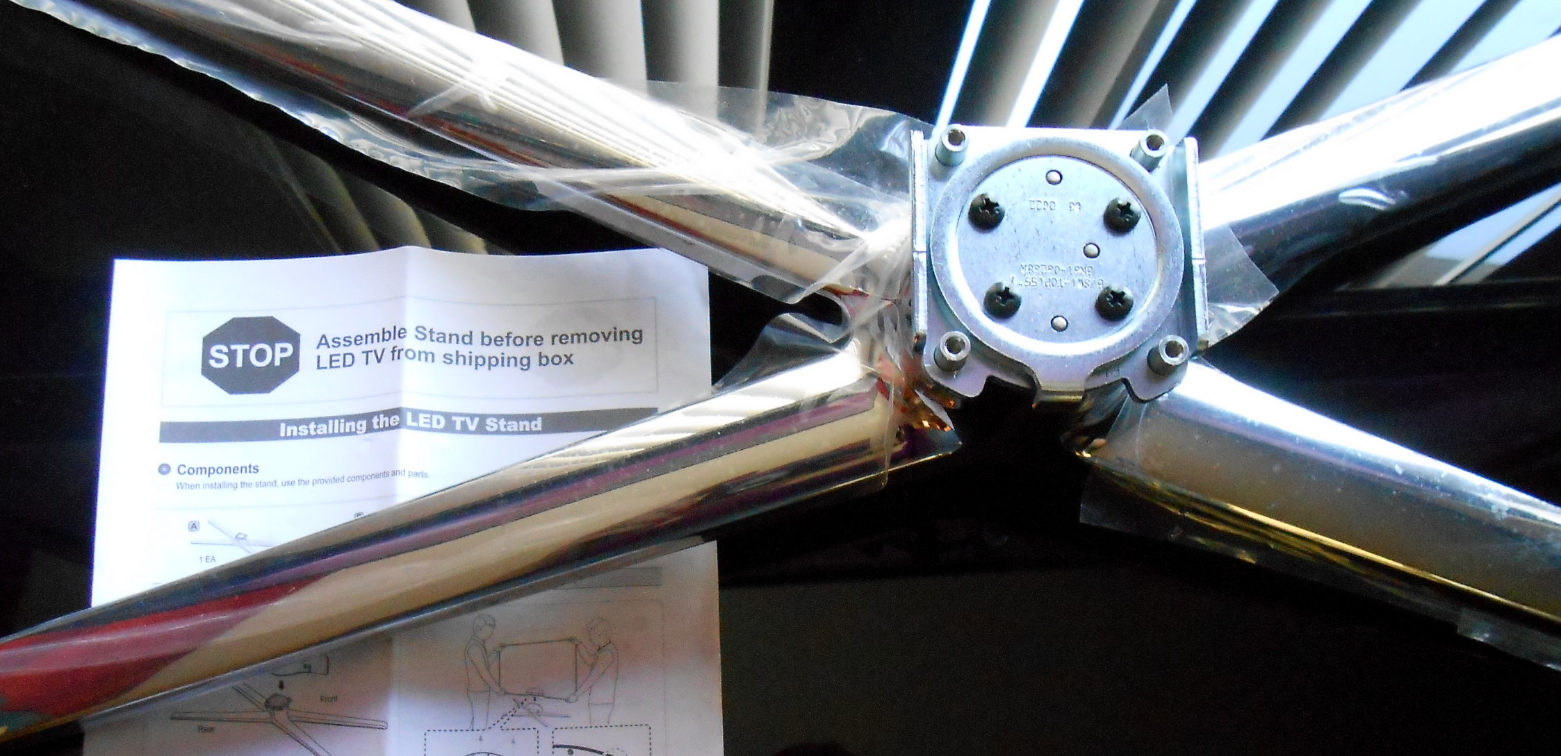 Samsung 3D LED HDTV, Blue Ray Disc Player, Glass Stand and More