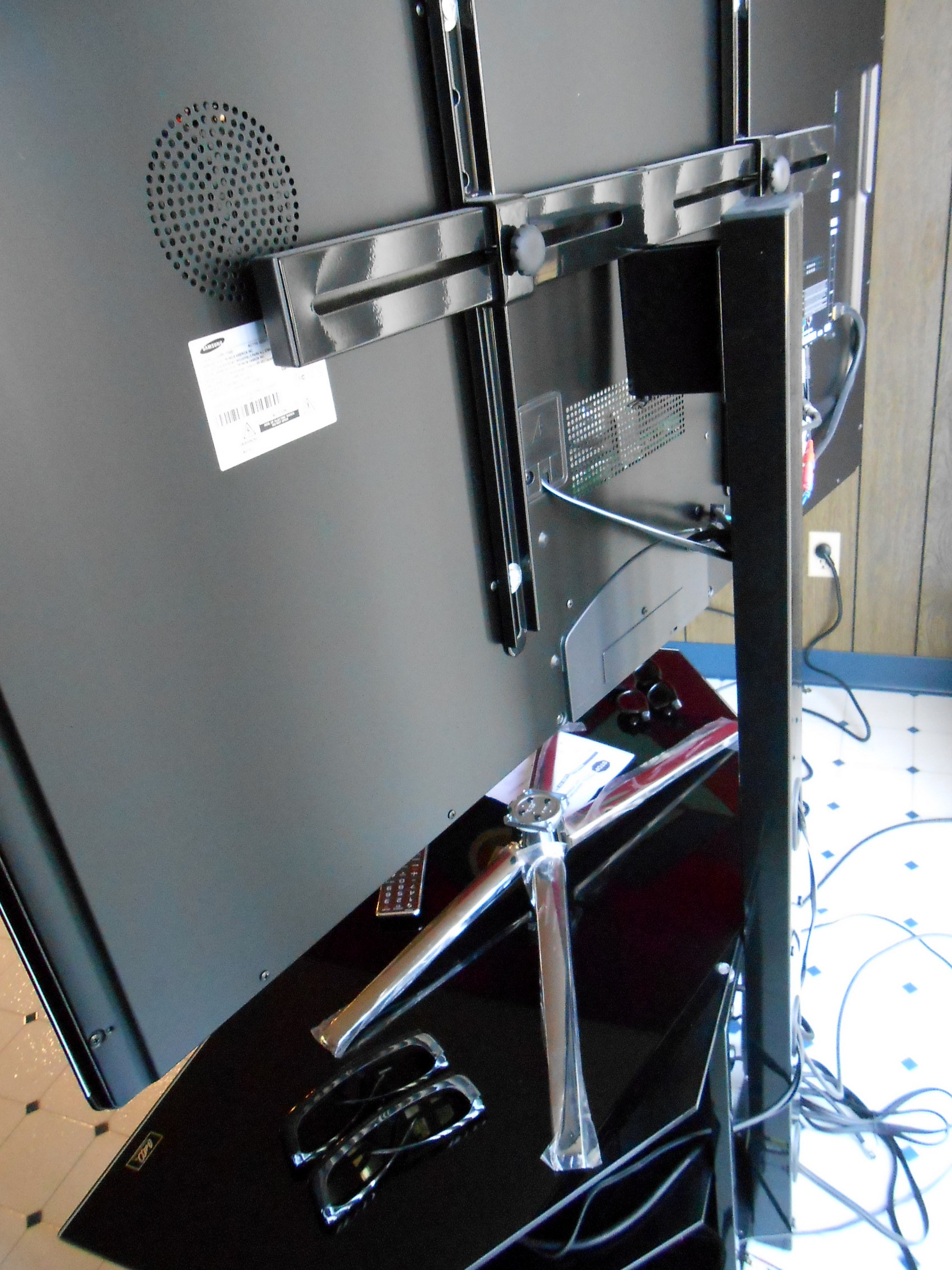 Samsung 3D LED HDTV, Blue Ray Disc Player, Glass Stand and More