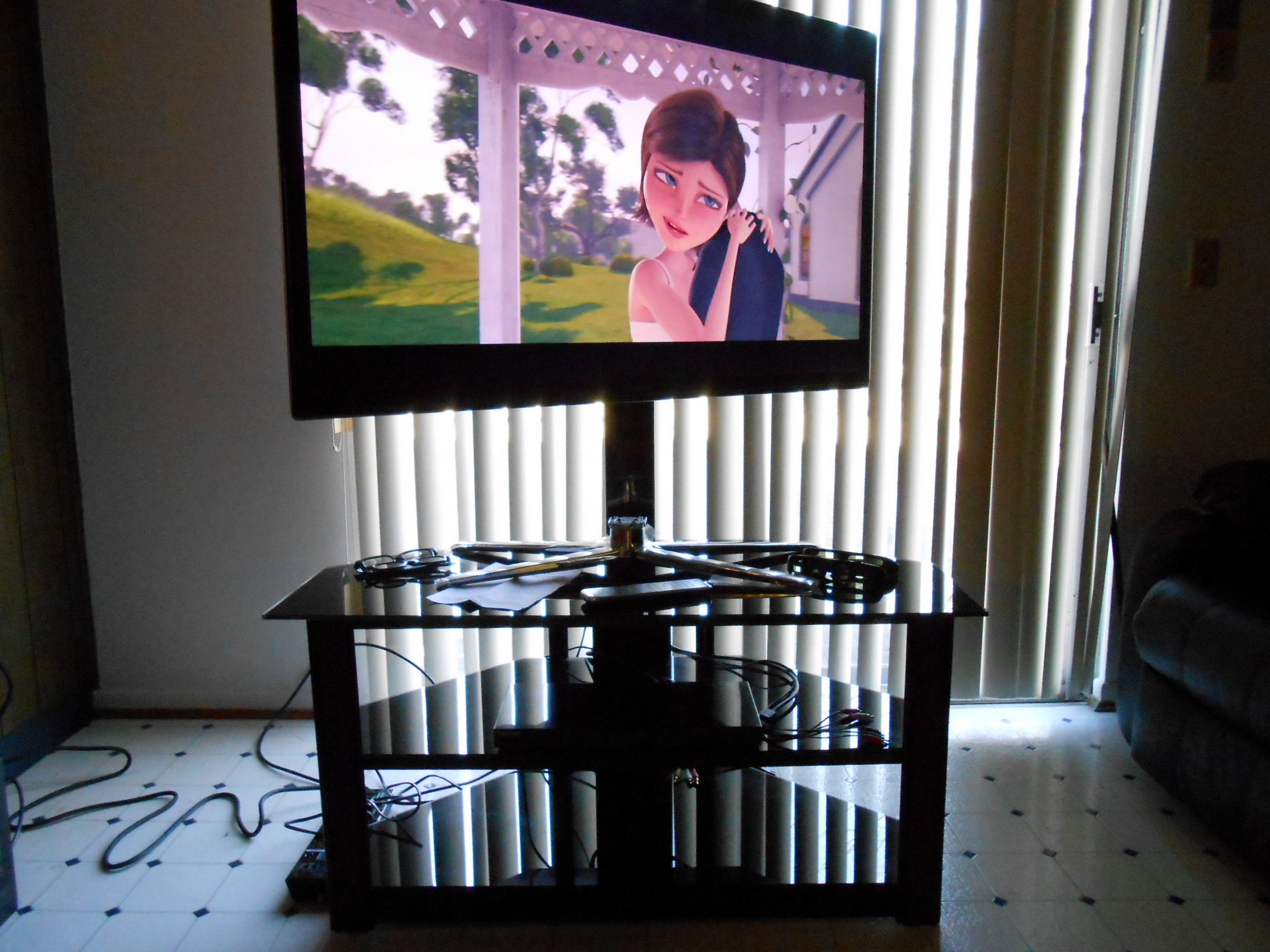 Samsung 3D LED HDTV, Blue Ray Disc Player, Glass Stand and More