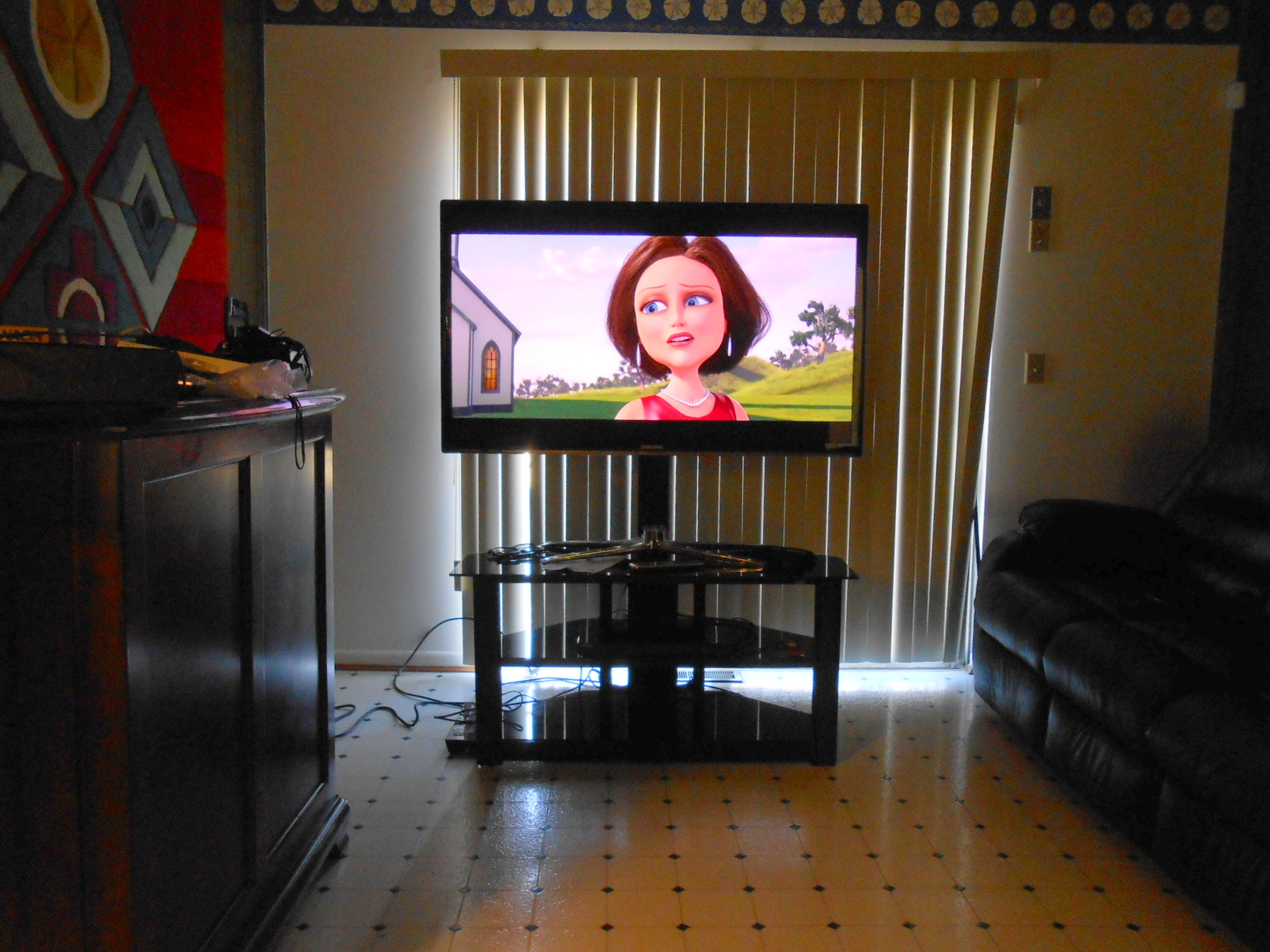 Samsung 3D LED HDTV, Blue Ray Disc Player, Glass Stand and More