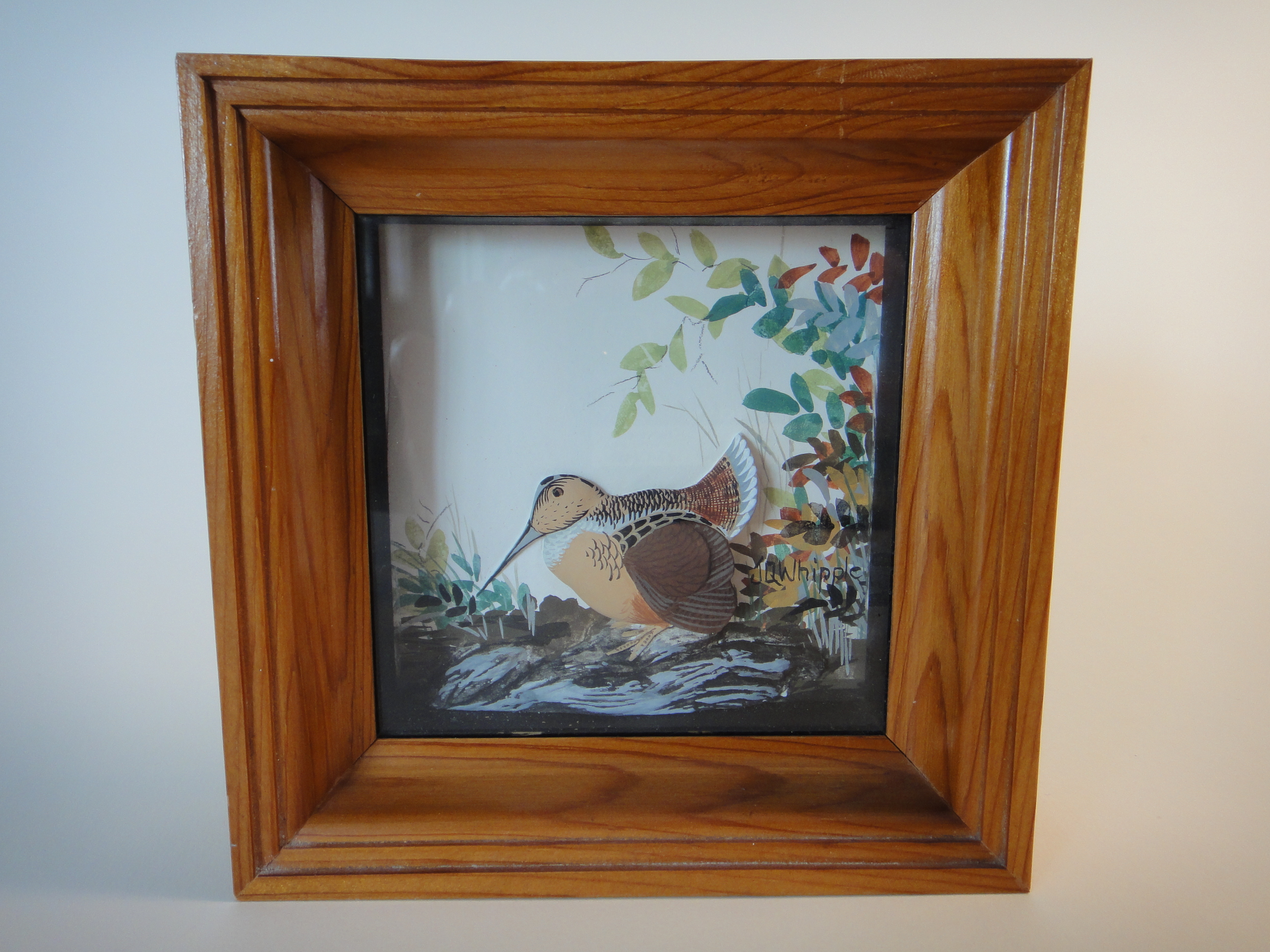 Joseph Q Whipple Signed Woodcock Shadowbox Diorama