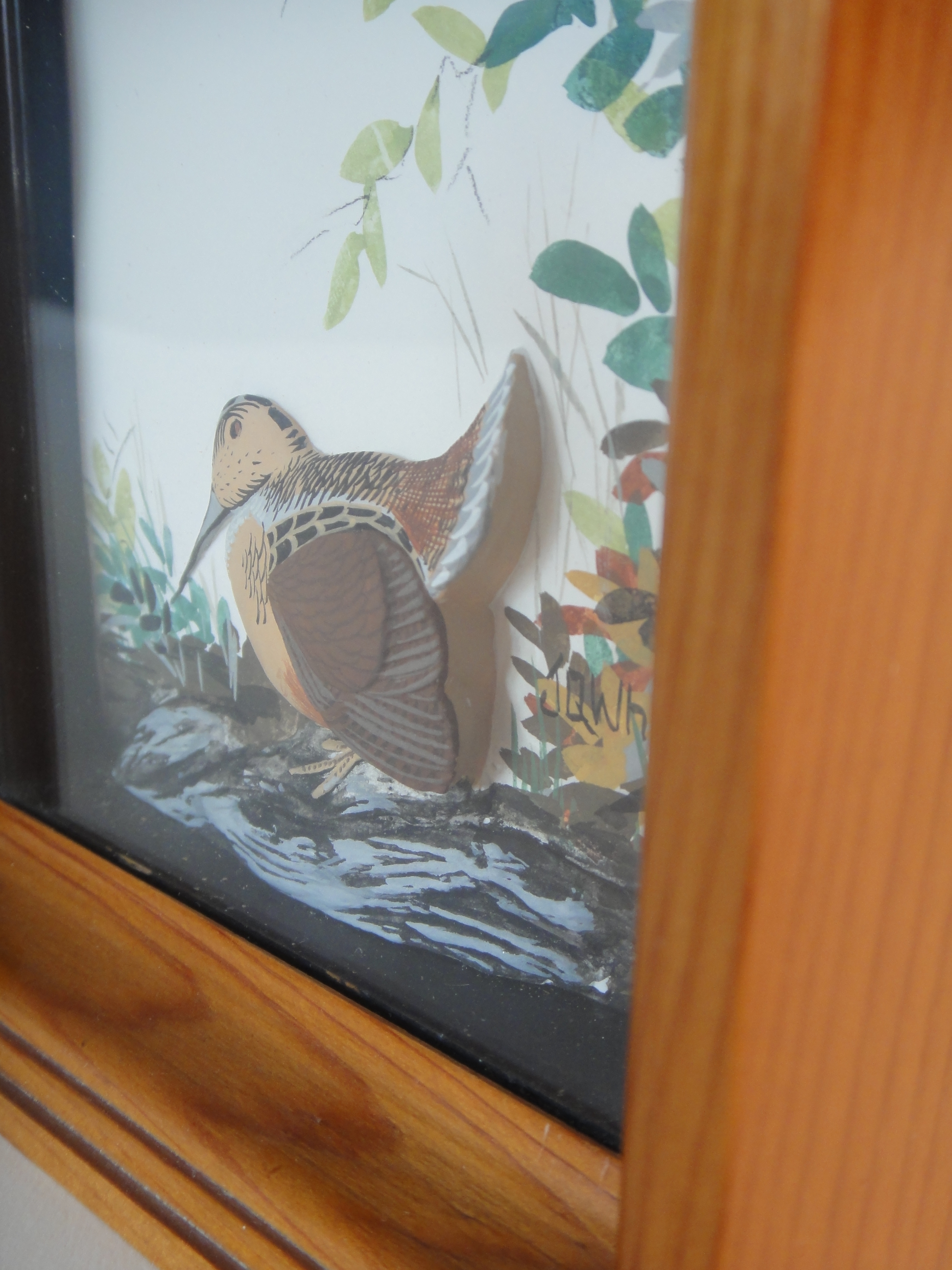Joseph Q Whipple Signed Woodcock Shadowbox Diorama