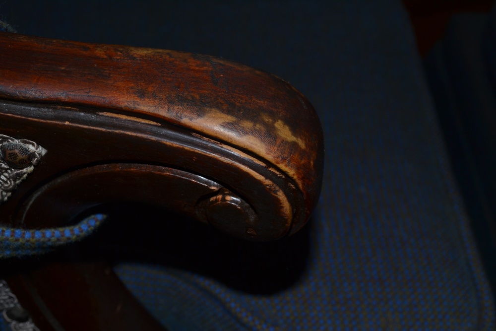 Vintage Upholstered Easy Chair & Ottoman