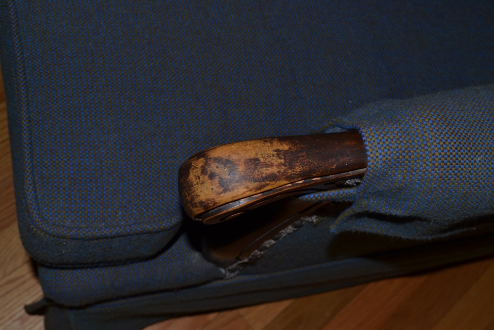 Vintage Upholstered Easy Chair & Ottoman