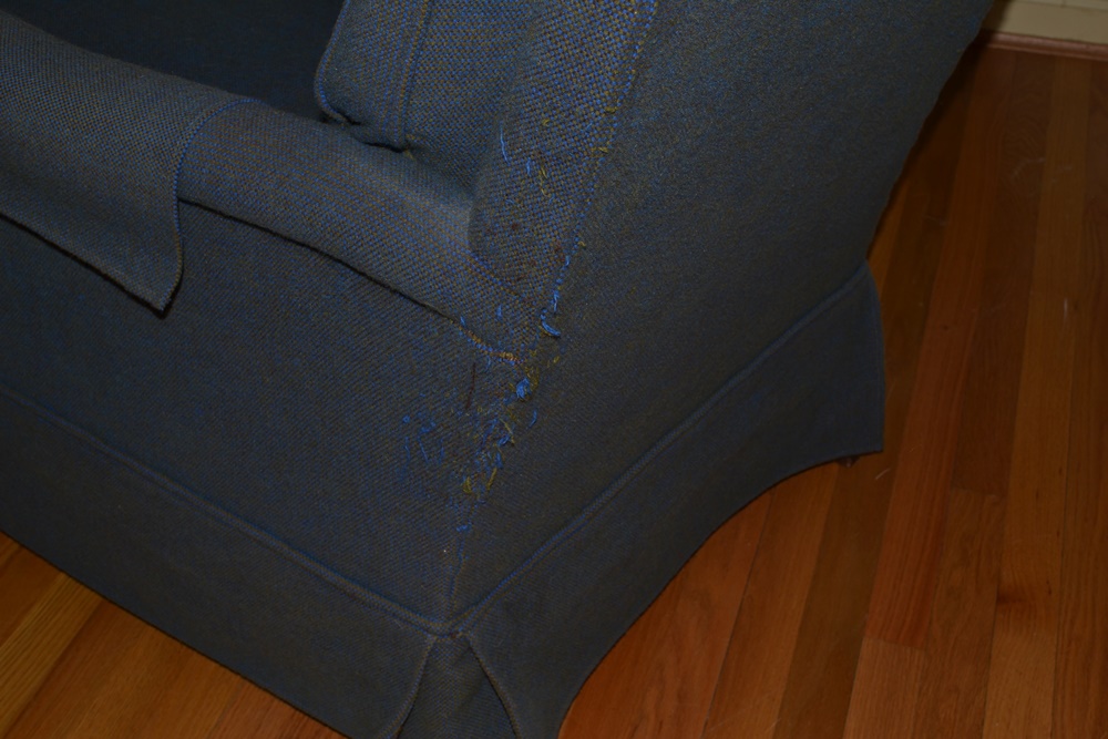 Vintage Upholstered Easy Chair & Ottoman