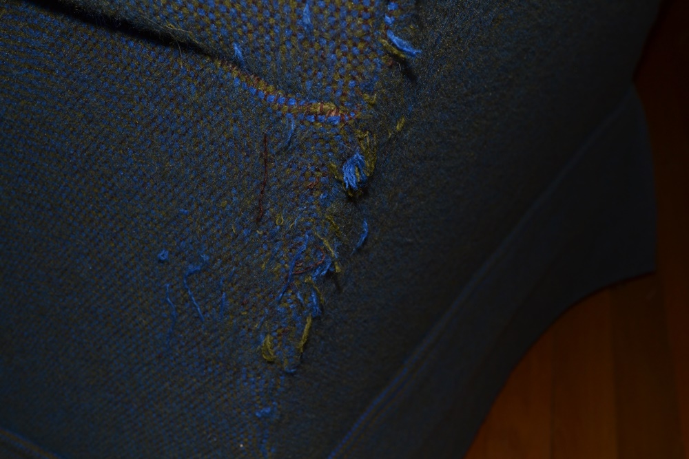 Vintage Upholstered Easy Chair & Ottoman