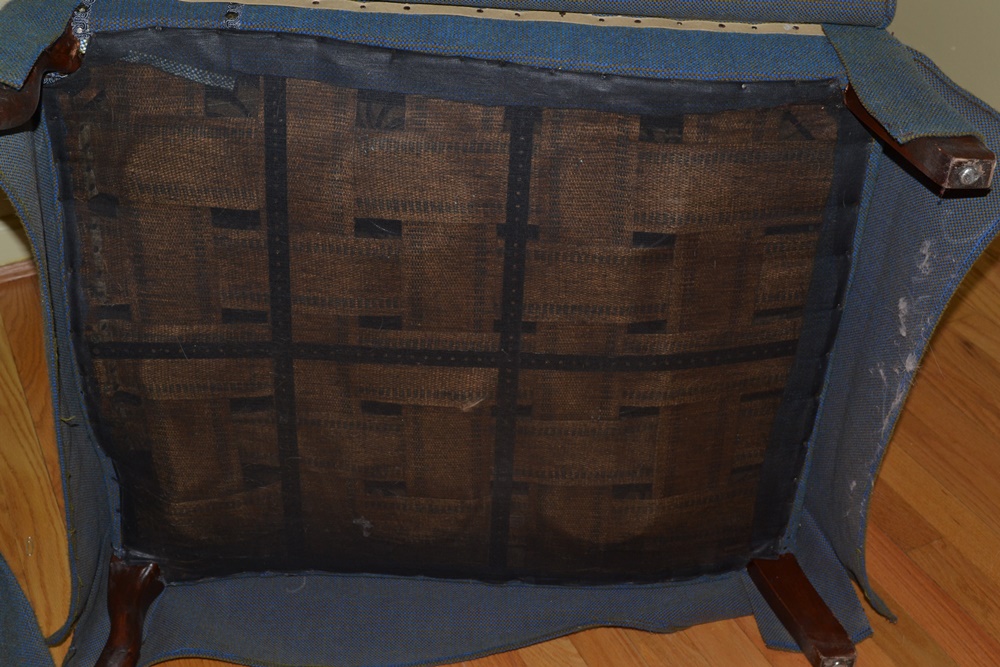 Vintage Upholstered Easy Chair & Ottoman