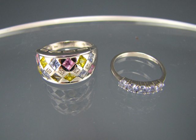 10K White Gold Gemstone Rings