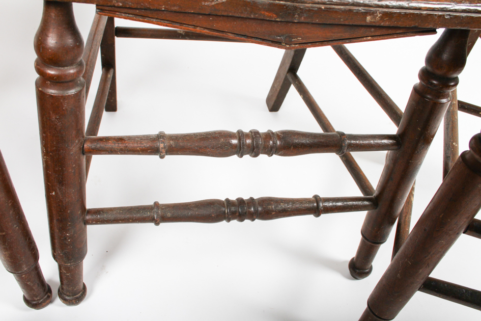 Set of Four Antique Ladder-Back Cane Seat Dining Chairs