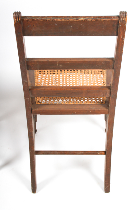 Set of Four Antique Ladder-Back Cane Seat Dining Chairs