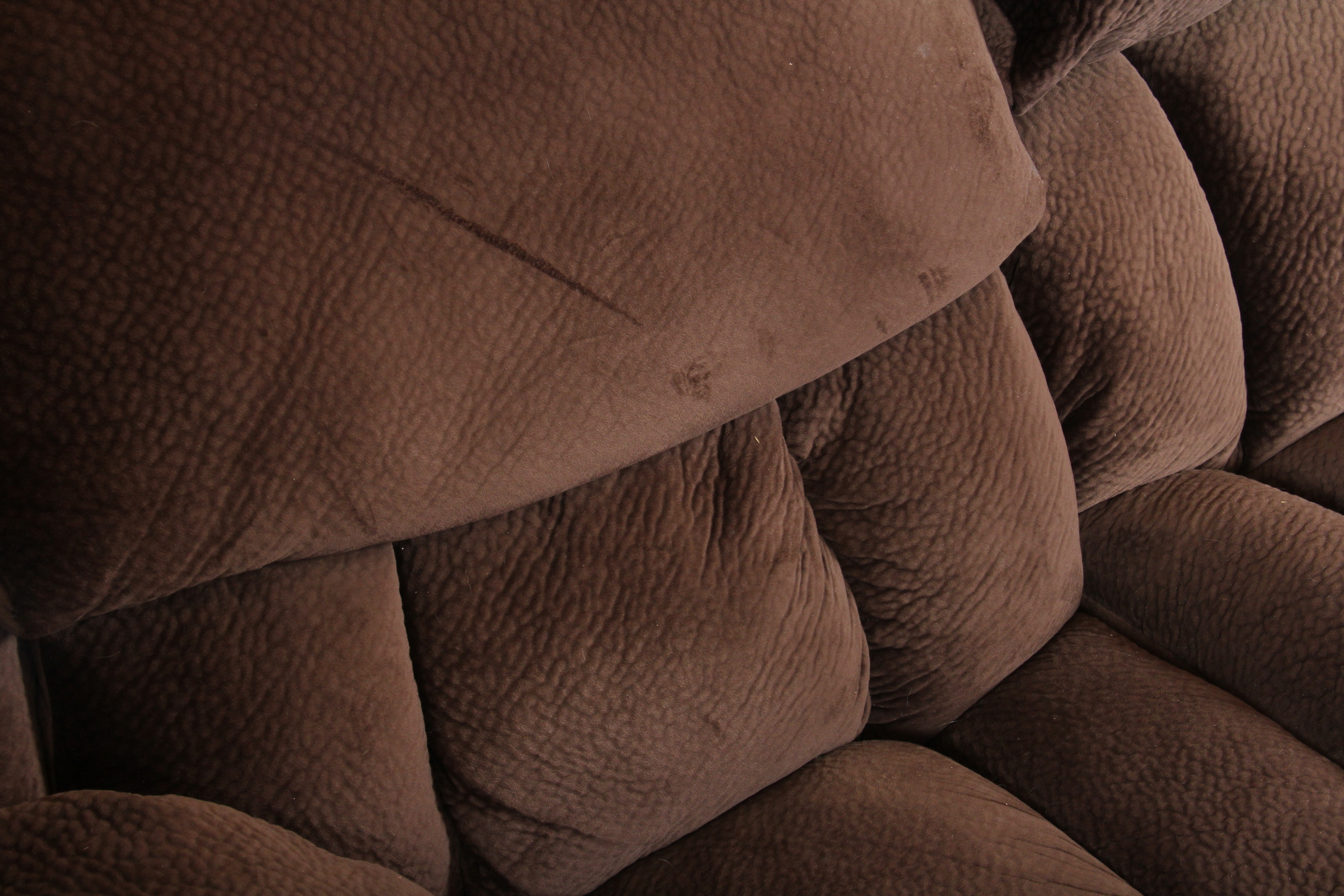 Overstuffed Brown Plush Microfiber Reclining Sofa