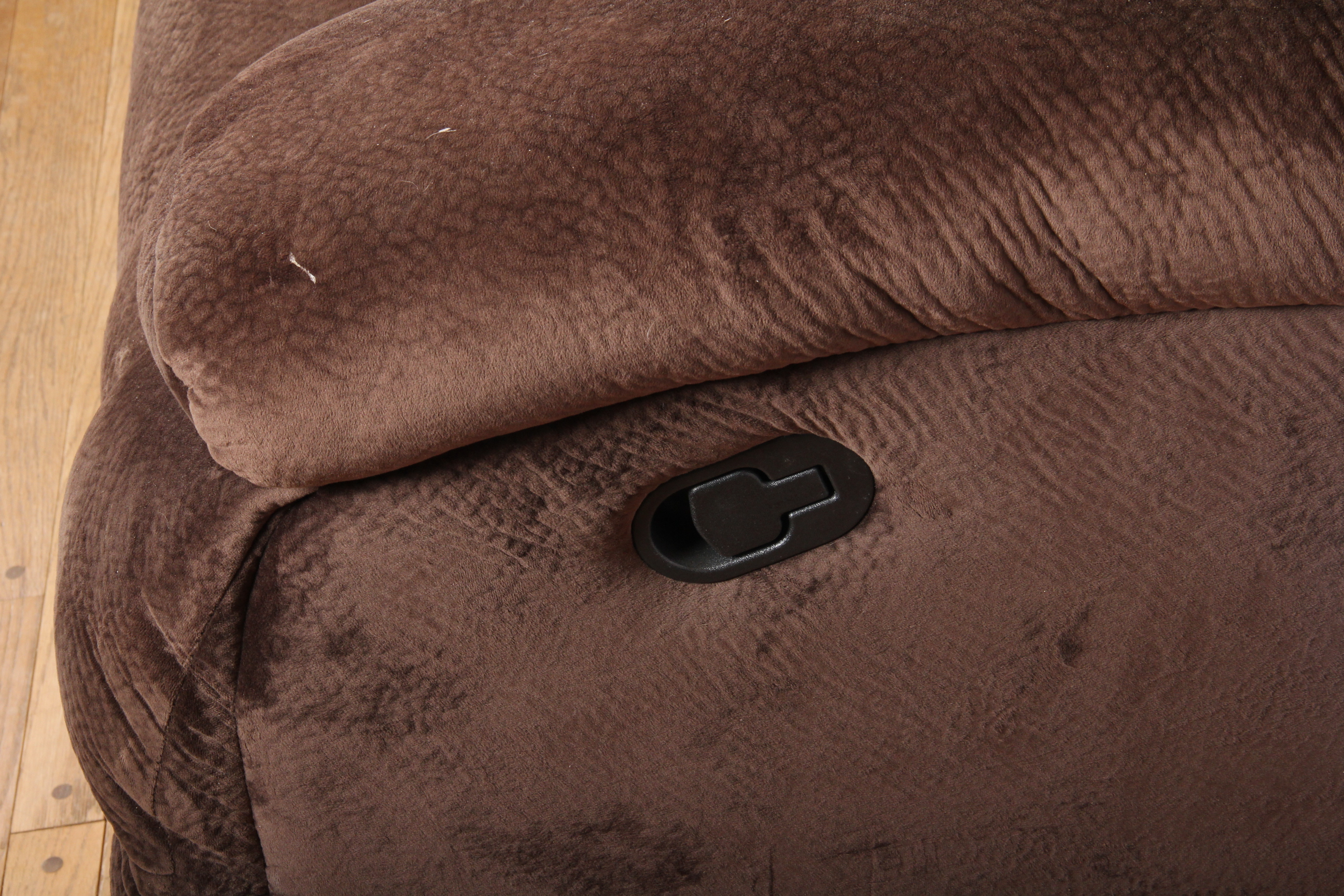 Overstuffed Brown Plush Microfiber Reclining Sofa