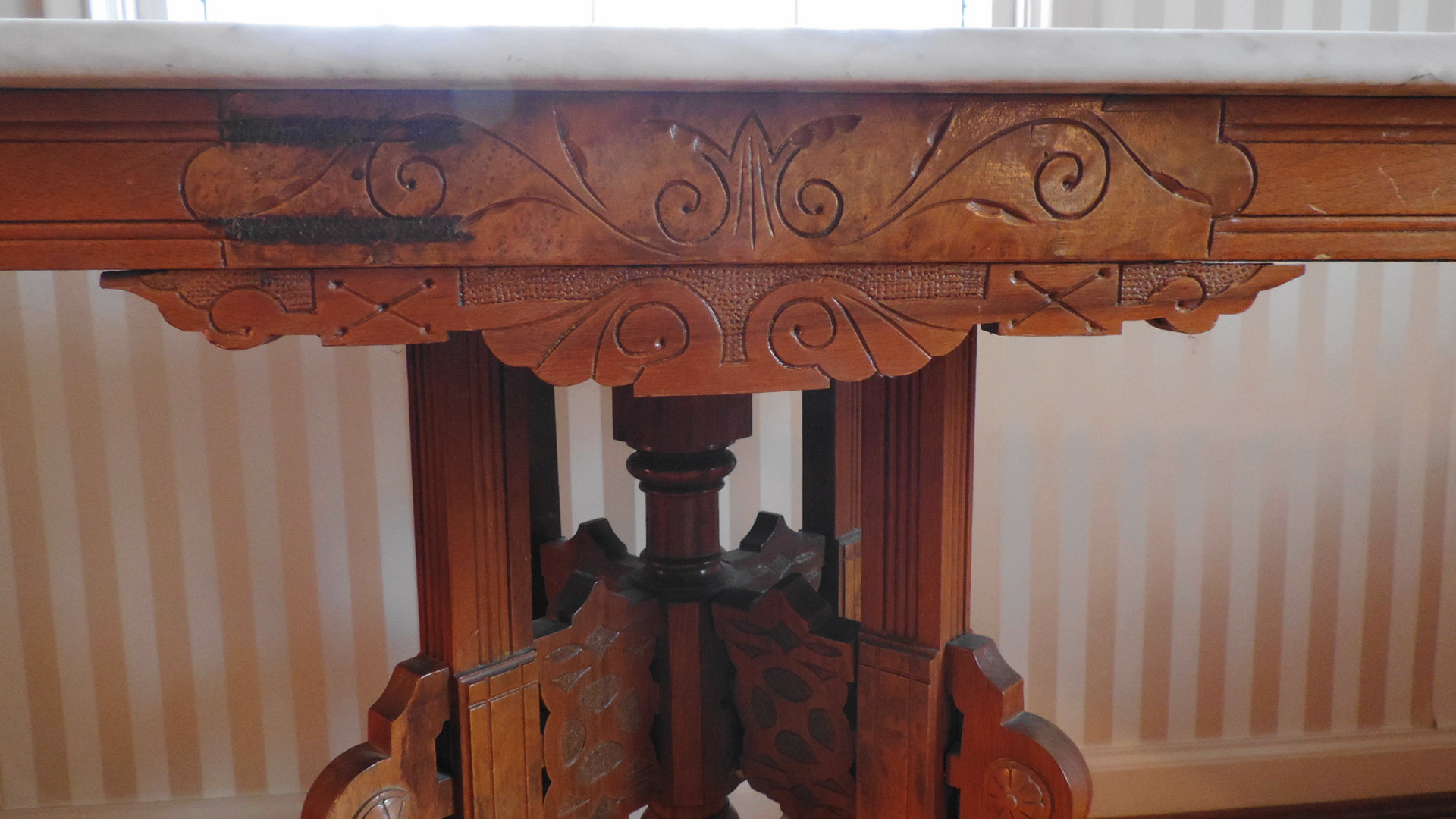 Antique Eastlake Side Table With Marble Top