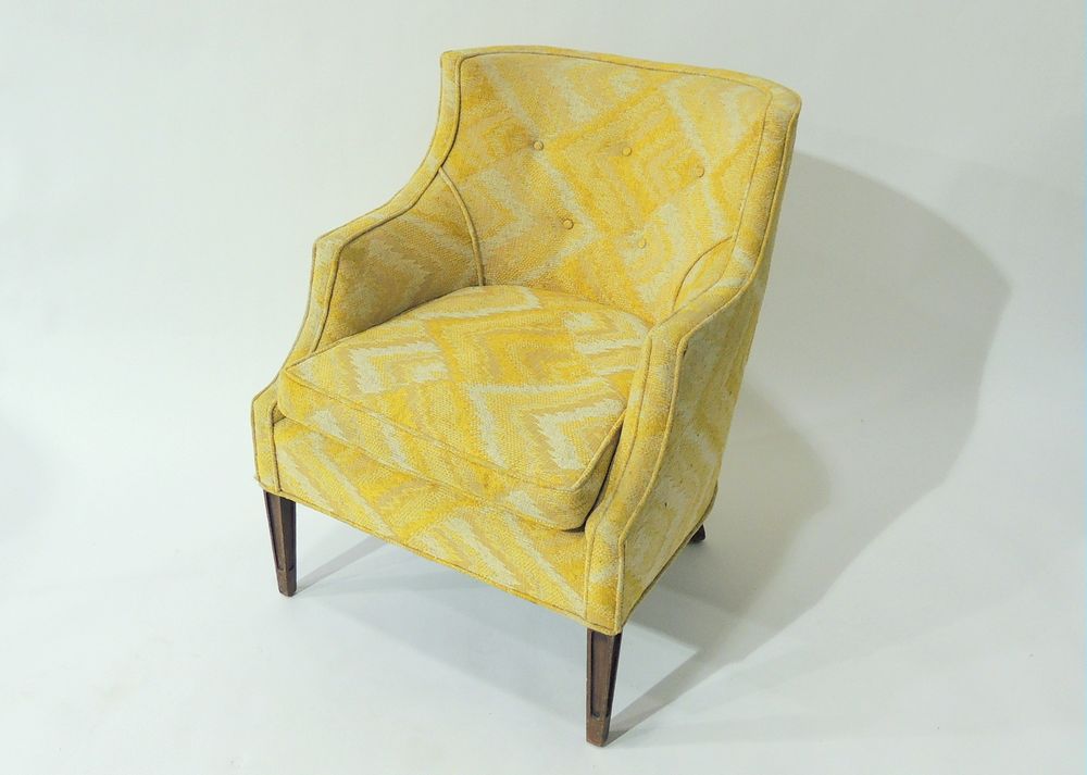 Vintage Tufted Ikat Barrel Chair