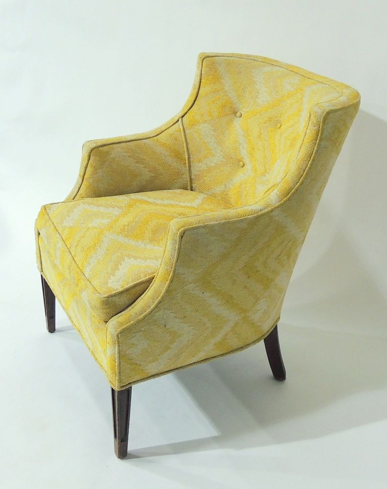 Vintage Tufted Ikat Barrel Chair