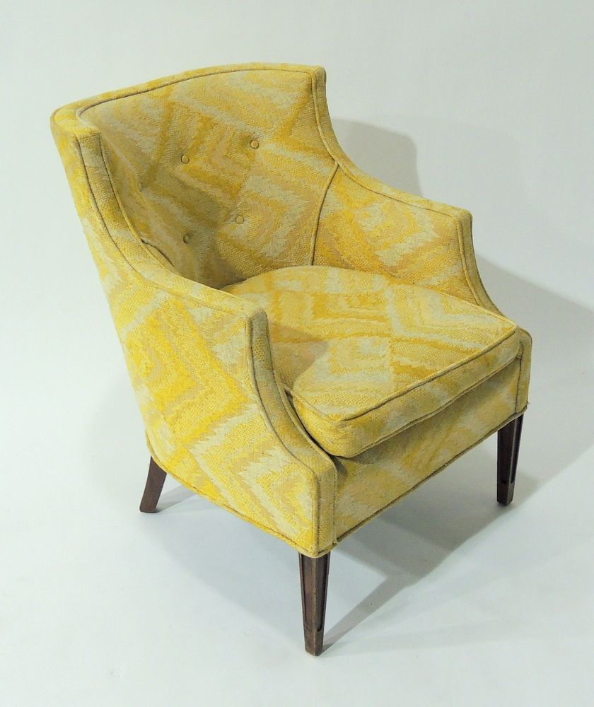 Vintage Tufted Ikat Barrel Chair