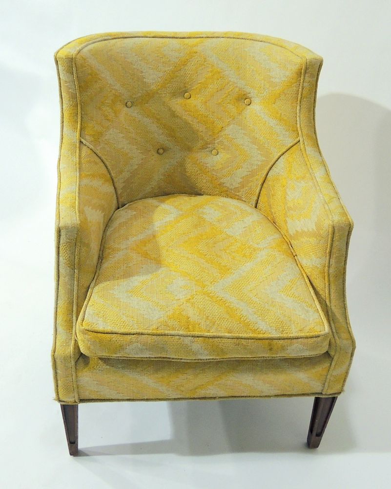Vintage Tufted Ikat Barrel Chair