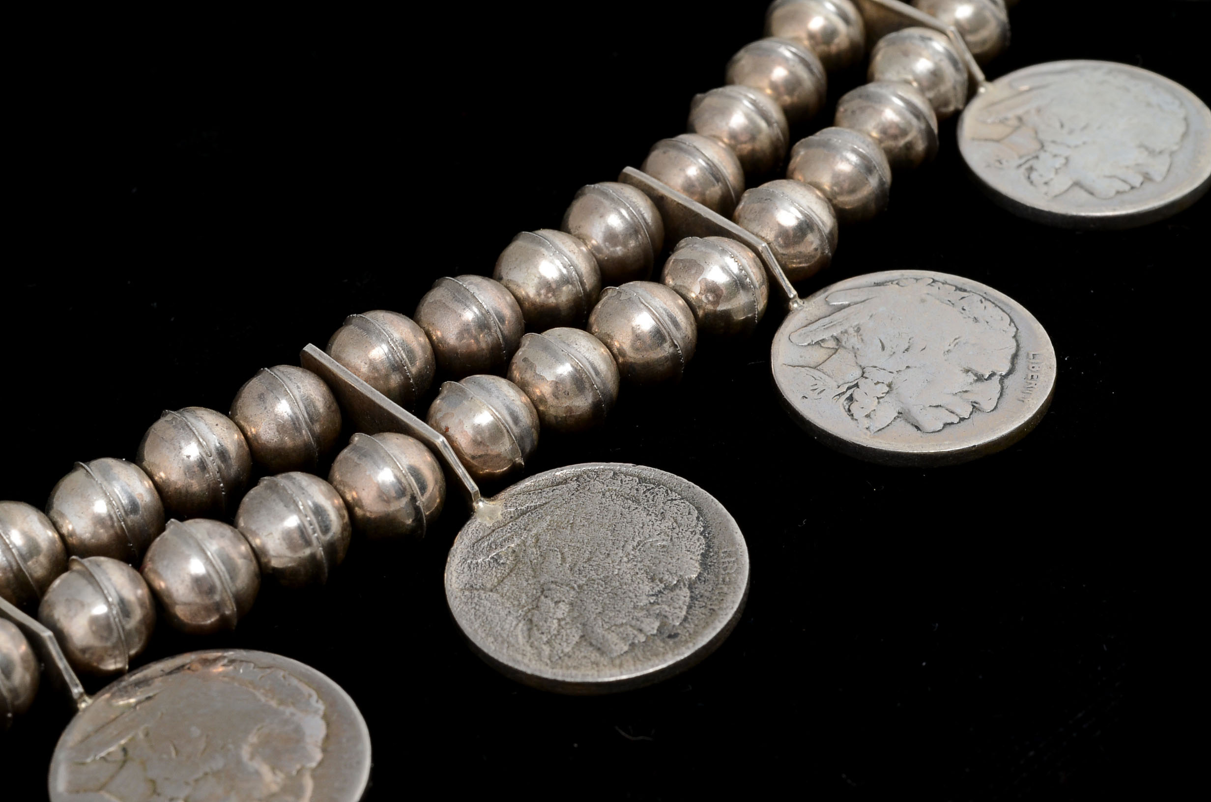 Old Pawn Sterling Squash Blossom Buffalo Nickel Coin Necklace