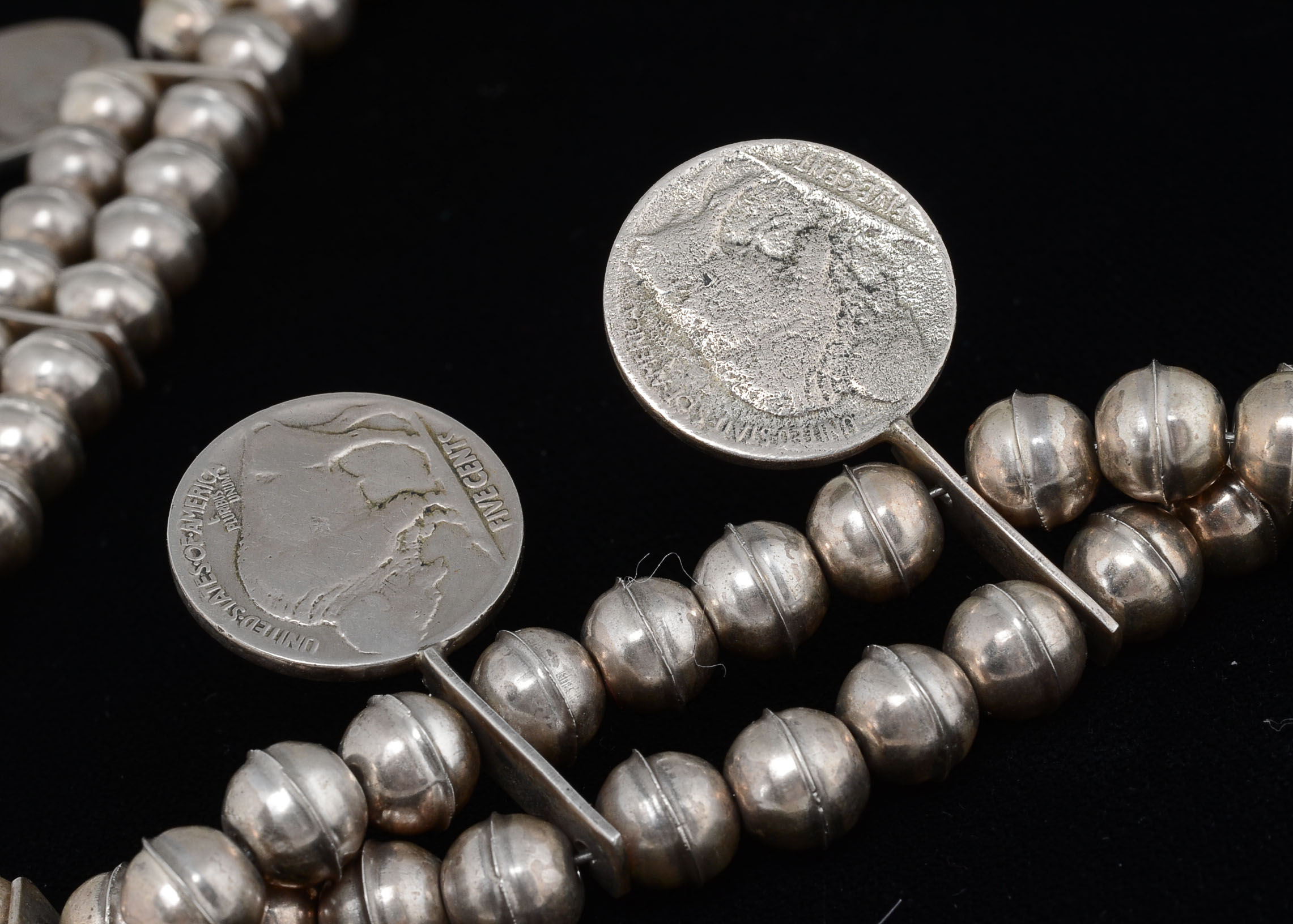 Old Pawn Sterling Squash Blossom Buffalo Nickel Coin Necklace
