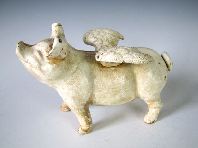 Cast Iron Flying Pig Bank