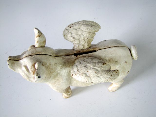 Cast Iron Flying Pig Bank