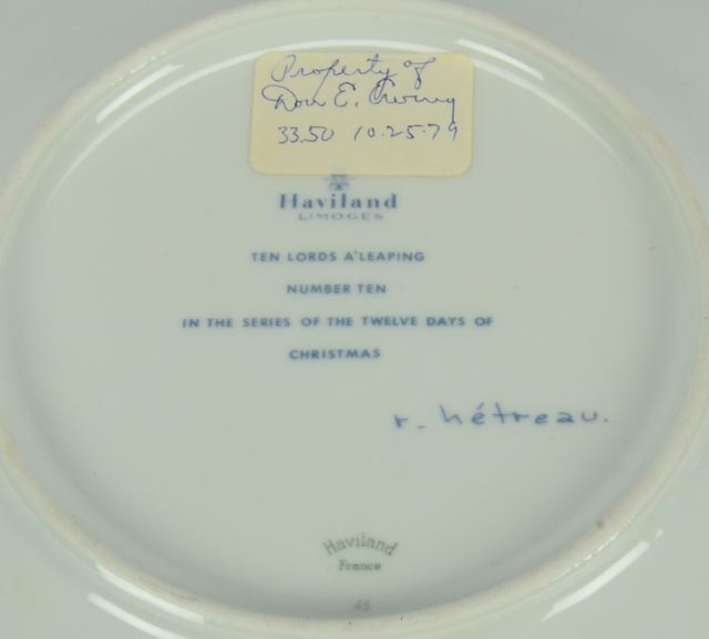 Complete Set of Haviland "Twelve Days of Christmas" Plates