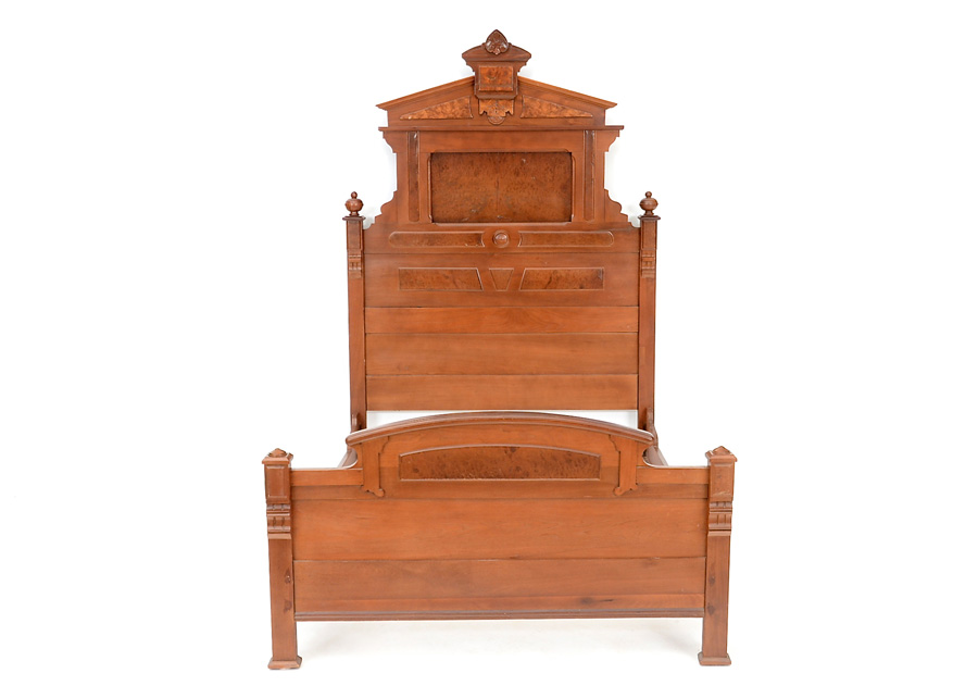 Eastlake Style Walnut Double Bed Frame