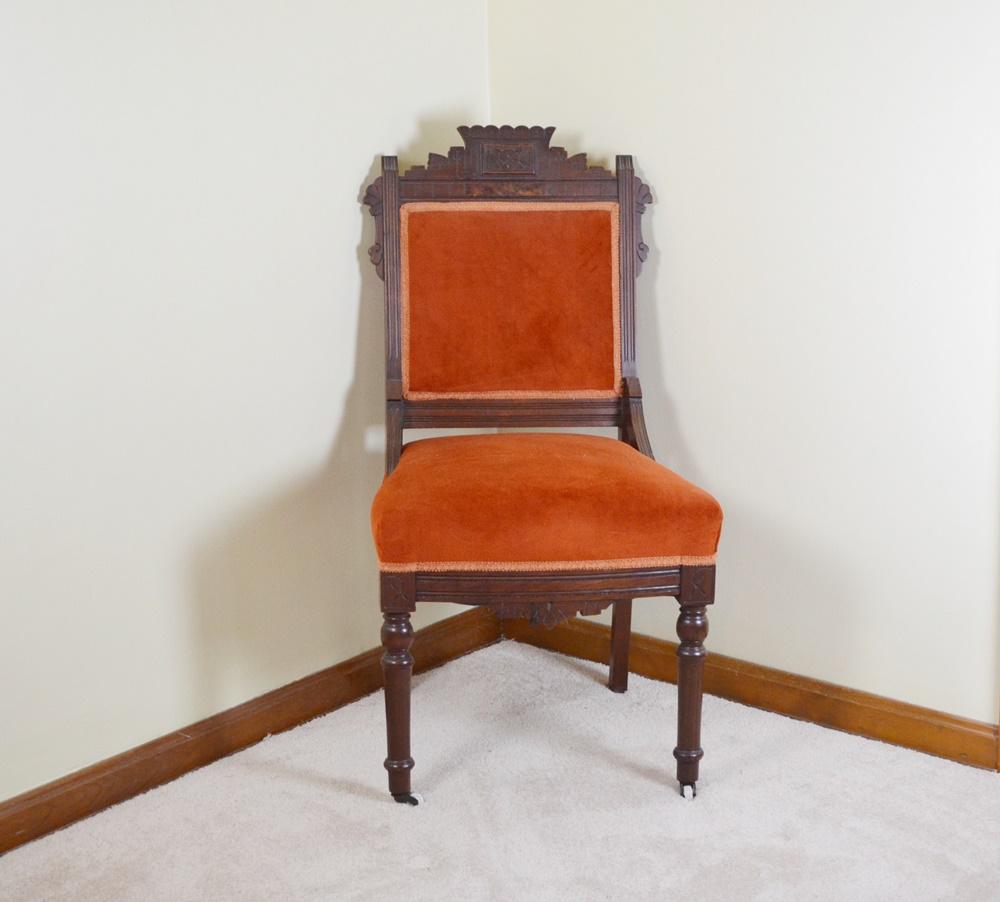 Walnut Eastlake Influenced Side Chair