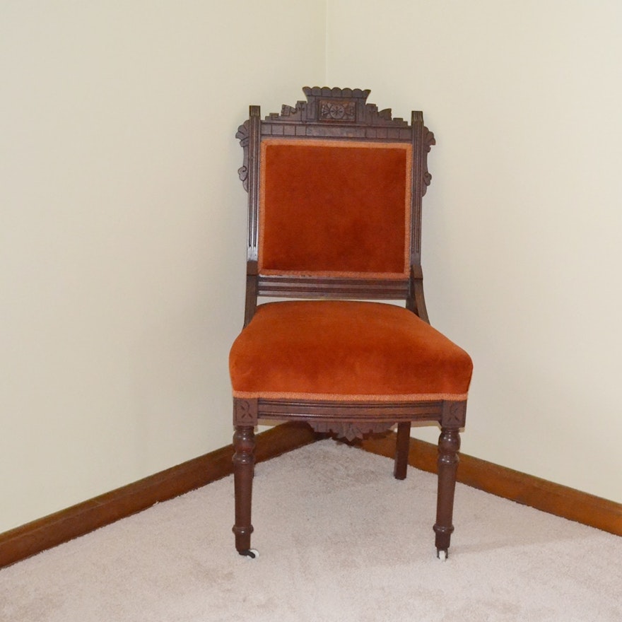Walnut Eastlake Influenced Side Chair