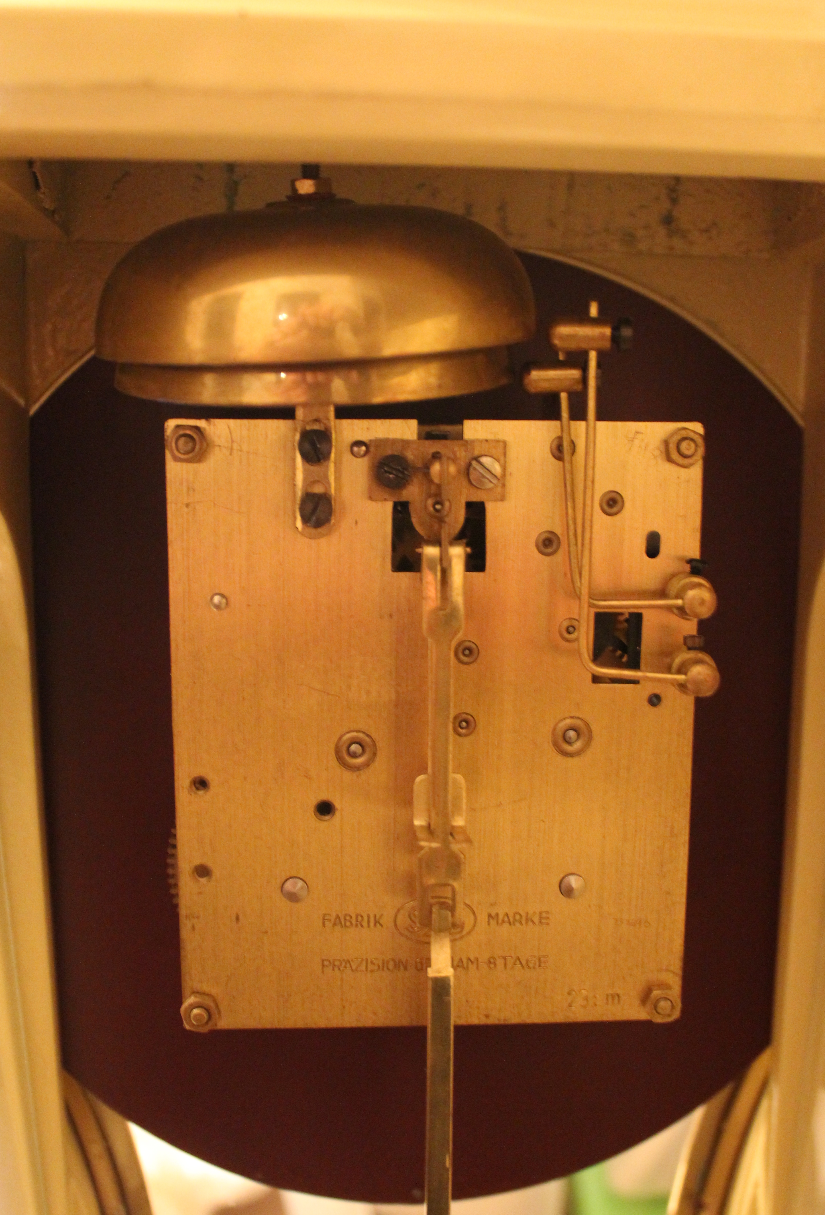 Vintage Hand-Painted Johmid Pendulum Clock with Wall Sconce