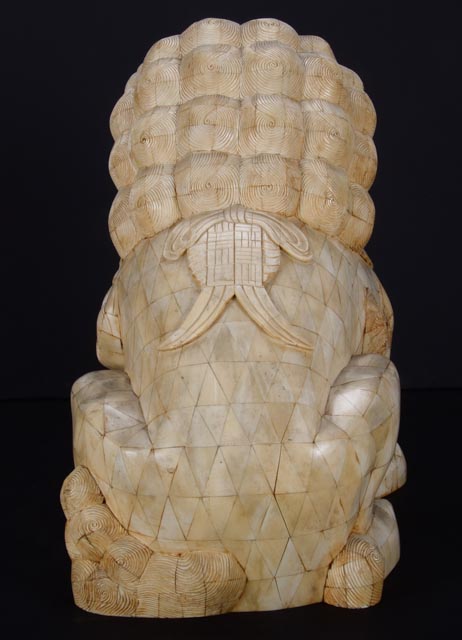 Pair of 19th Century Chinese Carved Bone Shishi Guardian Lions