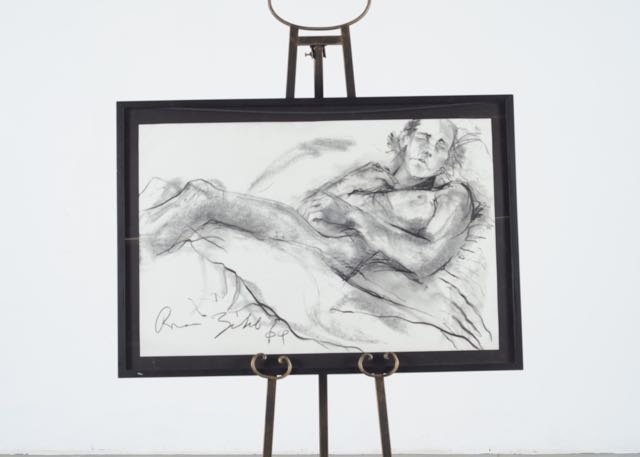 Original Charcoal on Paper, "Nude Male" by Ross Zirkle Circa 2006