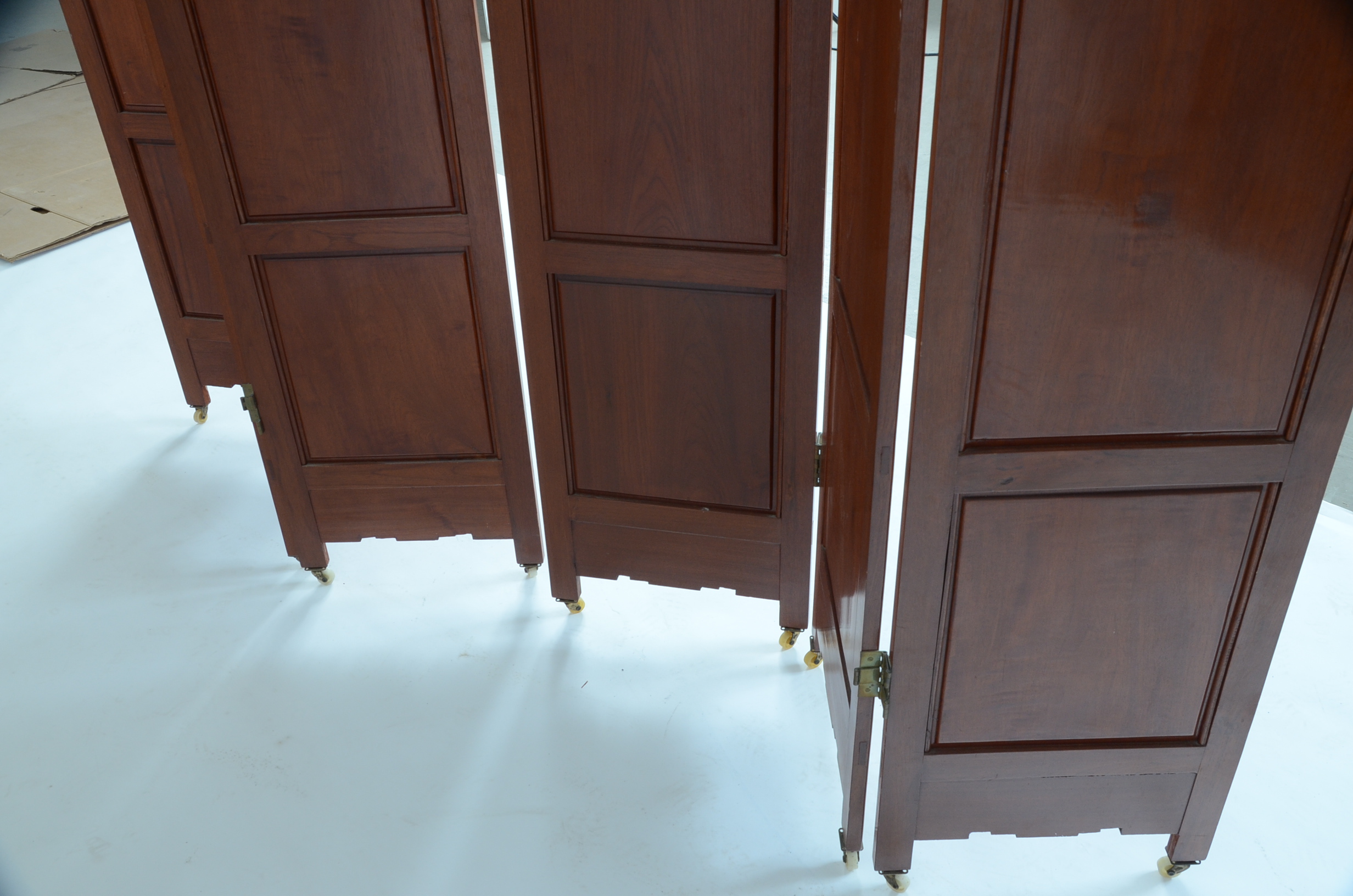 Pair of Vintage Chinese Three Panel Hand-Carved Wooden Screens