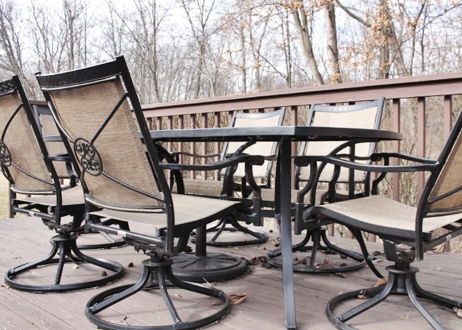 Martha Stewart Living Outdoor Dining Table and Six Swivel Rockers